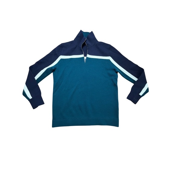 Banana Republic Other - Banana Republic Mens Quarter Zip Sweater Teal Navy Colorblock Mock Neck Medium